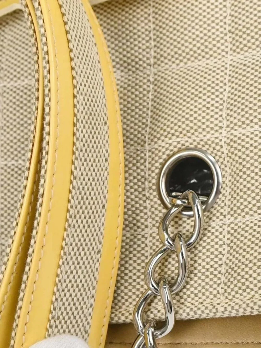 Chanel Black Yellow Canvas Camellia No.5 CC Tote Handbag 198199